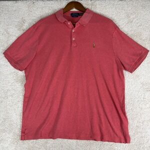 Polo Ralph Lauren Mens Classic Fit Polo Shirt XL Coral Pink Heather Jersey Pony